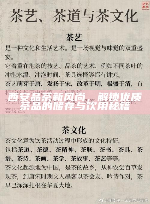西安品茶新风尚，解锁优质茶品的储存与饮用秘籍